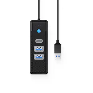 Adapteris USB šakotuvas į 2x USB 3.0 + USB-C "Orico", 5 Gbps, 0,15 m (juodas)