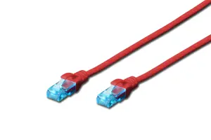 DIGITUS CAT 5e U-UTP sujungimo kabelis PVC AWG 26/7 ilgis 1 m raudona spalva