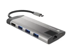 NATEC daugiaportis "Fowler Plus" USB-C->HUB USB 3.0 3x HDMI 4K USB-C PD RJ45 SD Micro SD