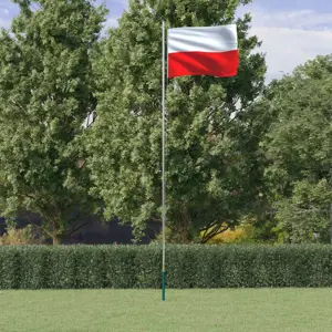 Lenkijos vėliava su stiebu, aliuminis, 6,23m