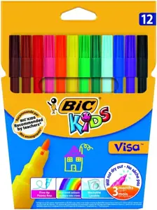 Bic spalvoti flomasteriai Kids Visa 12 spalvų rinkinys 002758