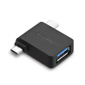 Ugreen 30453, USB-C/Thunderbolt 3, USB 3.0 A, juoda