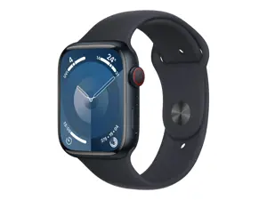 "Apple Watch Series 9" GPS + mobilusis ryšys, 45 mm korpusas iš aliuminio su vidurnakčio sporto dir…