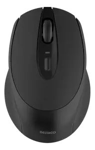 Bevielė kompaktiška tyli pelė DELTACO 1600 DPI, USB imtuvas, 4 mygtukai, tamsiai pilka / MS-804