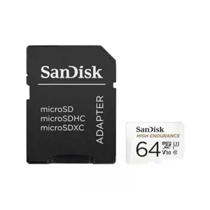 "SanDisk High Endurance microSDXC" 64 GB + SD adapteris - skirtas automobilinėms kameroms ir namų s…