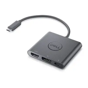 DELL USB-C ir HDMI/DP adapteris su maitinimo pralaidumu, 0,18 m, DisplayPort, HDMI, vyriškas, moteriškas, tiesus