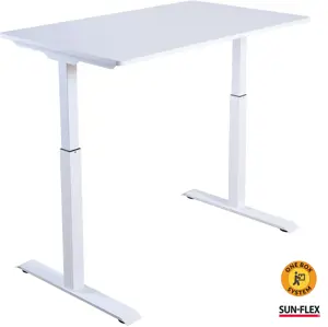 Reguliuojamo aukščio stalas SUN-FLEX®EASYDESK ELITE, elektrinis, vieno variklio, baltas rėmas, 120x…