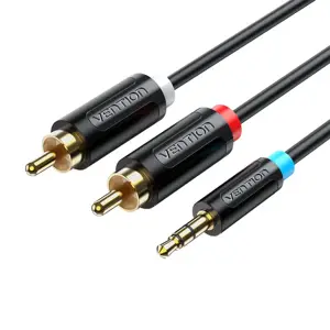 Kabelis 3,5 mm vyriškas į 2x vyrišką RCA adapterį 8 m Vention BCLBK juodas