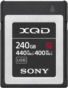 "Sony" XQD, 240 GB, 240 GB, XQD, 440 MB/s, 400 MB/s, juodas