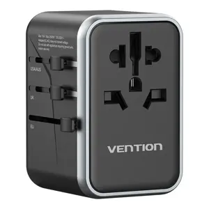 Vention FJFB0 GaN 2xUSB-C 2xUSB-A Universal Travel Adapter 65W (black)