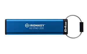 KINGSTON 64 GB "IronKey" klaviatūra 200 FIPS 140-3 Lvl 3 laukiama AES-256 šifravimo