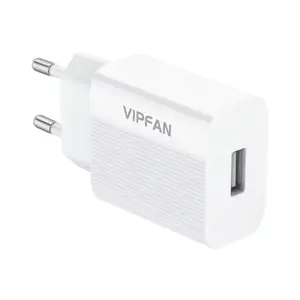 "Vipfan E01" sieninis įkroviklis, 1x USB, 2,4 A (baltas)