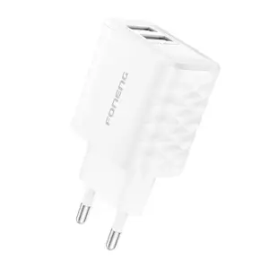 Foneng EU53 20W 2xUSB-A, 2.4A network charger (White) + USB-A toLightning cable