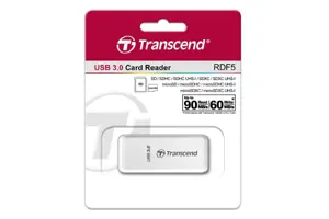 TRANSCEND USB3.0 SD/microSD kortelių skaitytuvas baltos spalvos