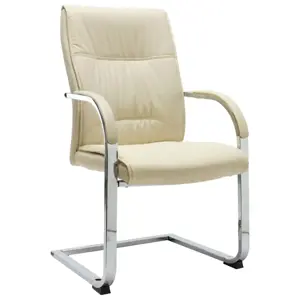 Gembinė biuro kėdė, kreminės spalvos, dirbtinė oda
