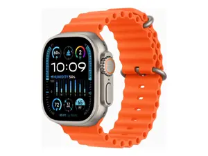 "Apple Watch Ultra 2" GPS + mobilusis ryšys, 49 mm titano korpusas su oranžine "Ocean Band" juosta …