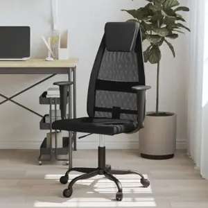 Biuro kėdė, juoda, tinklinis audinys ir dirbtinė oda