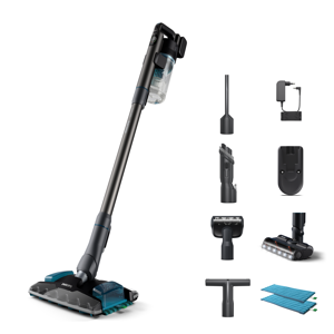 Philips 8000 series XC8055/01, Stick vacuum, Bagless, Aqua colour, Black, 0.6 L, Rectangular, Dry&w…