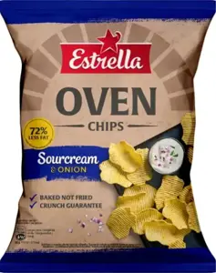 Bulvių traškučiai ESTRELLA OVEN CHIPS Grietinės ir svogūnų skonio 125g