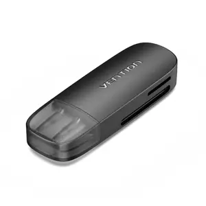 "Vention 2-in-1" USB 2.0 A kortelių skaitytuvas(SD+TF), juodas, "MicroSD (TransFlash)", "MicroSDHC"…