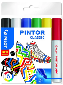 Permanentinis žymeklis PILOT PINTOR CLASSIC 1.4mm, apvali galvutė, 6 spalvų komplektas