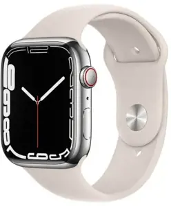 "Apple Watch Series 7" GPS + mobilusis ryšys, 45 mm sidabrinis nerūdijančio plieno korpusas su "Sta…