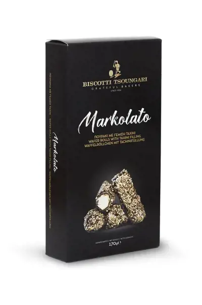 Vaflių suktinukai BISCOTTI TSOUNGARI Markolato su tahini kremu, 170 g