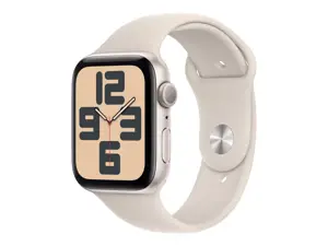 "Apple Watch SE GPS" 44 mm "Starlight" aliuminio korpusas su "Starlight" sporto dirželiu - M/L "App…