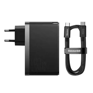 "Baseus GaN5 Pro" sieninis įkroviklis 2xUSB-C + USB, 140W (juodas)