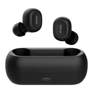 QCY T1C Airpods Bluetooth 5.0 belaidės ausinės su mikrofonu (MMEF2ZM/A) juoda