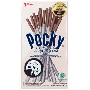 Saldžios lazdelės POCKY, su sausainių ir grietinėlės glaistu, 40 g