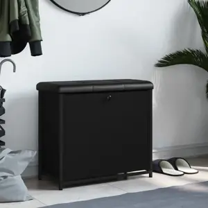 Batų suoliukas su atverčiamu stalčiumi, juodas, 62x32x56cm
