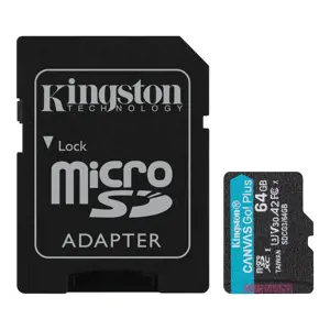 Kingston 64GB microSDXC Canvas Go Plus 170R A2 U3 V30 Card + ADP EAN: 740617301045