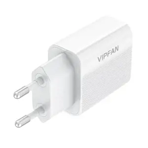 "Vipfan E01" sieninis įkroviklis, 1x USB, 2,4 A (baltas)