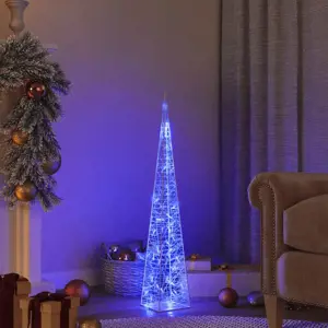 Akrilinė LED dekoracija kūgis, mėlynos spalvos, 90cm
