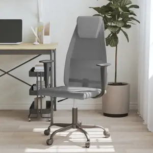 Biuro kėdė, pilka, tinklelis ir dirbtinė oda