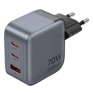 GaN Vention USB-C+C+A 70W Charger (Gray)