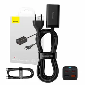 "Baseus" greitasis įkroviklis "GaN3 Pro", 2x USB-C, 2x USB, 65 W (juodas)