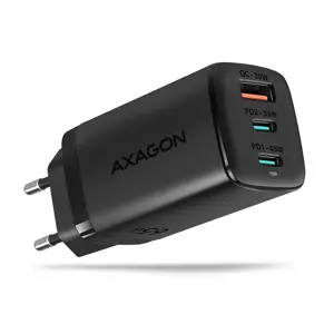 "Axagon GaN" sieninis įkroviklis &lt;240 V / 3 prievadai (USB + dvigubas USB-C), PD3.0/QC4+/PPS/App…