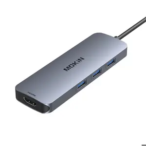 "MOKiN" adapterio koncentratorius "8in1" USB-C į 2x 4K 60Hz HDMI + USB-C + USB 3.0 + SD + "Micro SD…