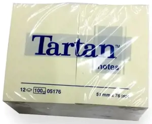 Lipnūs lapeliai TARTAN, 51 x 76 mm, 12 vnt./pak., geltonos sp.