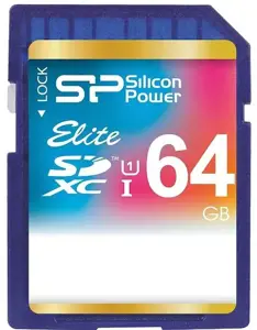 "Silicon Power Elite", 64 GB, SDXC, 10 klasė, 50 MB/s, 15 MB/s, juoda