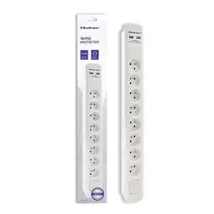 QOLTEC 50286 Viršįtampių apsauga 8 lizdai 2 x USB 1,8 m balta