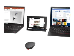 "Lenovo Go Multi-Device", dvipusis, optinis, RF belaidis + "Bluetooth", 2400 DPI, juodas, pilkas