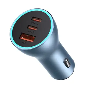 Baseus Golden Contactor Pro car charger, 2x USB-C, 1x USB, 65W (blue)