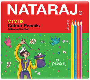 Spalvoti pieštukai, tribriauniai, NATARAJ Vivid, 24 spalvos