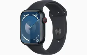 "Apple Watch Series 9" GPS 45 mm vidurnakčio aliuminio korpusas su vidurnakčio sporto dirželiu - S/M