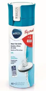 "Brita Fill&amp;Go" mėlynas filtravimo buteliukas + 4 "MicroDisc" filtrai