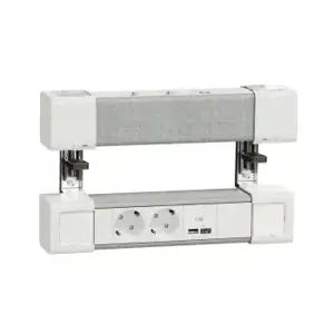 SCHNEIDER ELECTRIC UNICA SYSTEM+ DESK UNIT L 2XSCHUKO+USBA/C WHITE/GREY