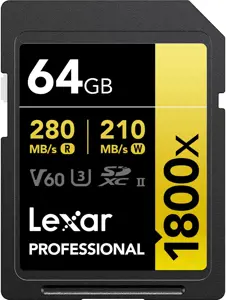 "Lexar" atminties kortelė SDXC 64GB Professional 1800x UHS-II U3 V60